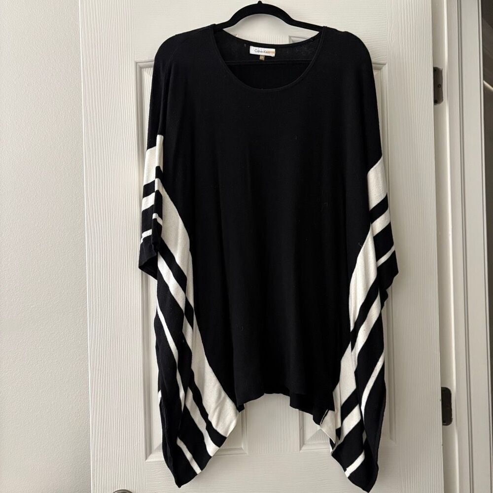 Calvin Klein | Striped Poncho Sweater